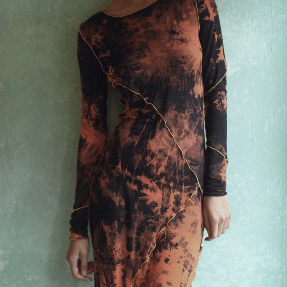 Kim Shui orange tie dye dress size large